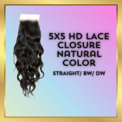 5"x5" HD LACE Closure NATURAL COLOR Body Wave or Deep wave