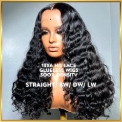 13"x 6" REAL HD Lace Glueless Wigs Natural Color (300% density)